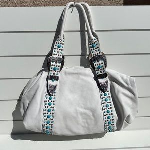 Charm and Luck by Jenny Syquia | Turquoise Handbag White Leather